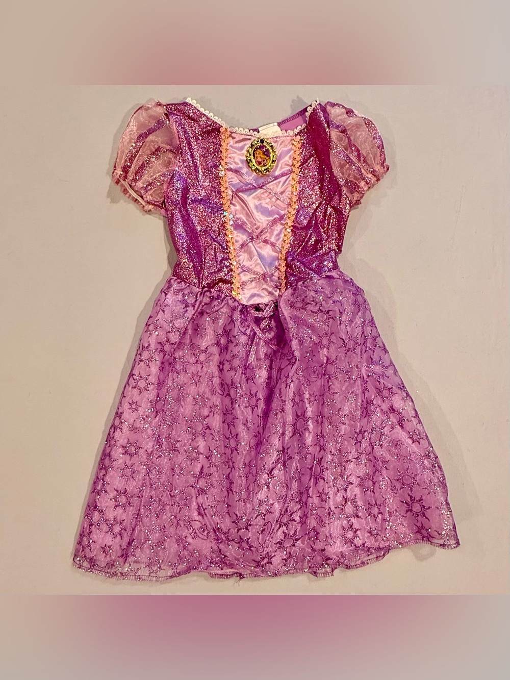 New Disney Princess Rapunzel Costume Girls 4-6X Halloween Dress-Up Tangled Satin